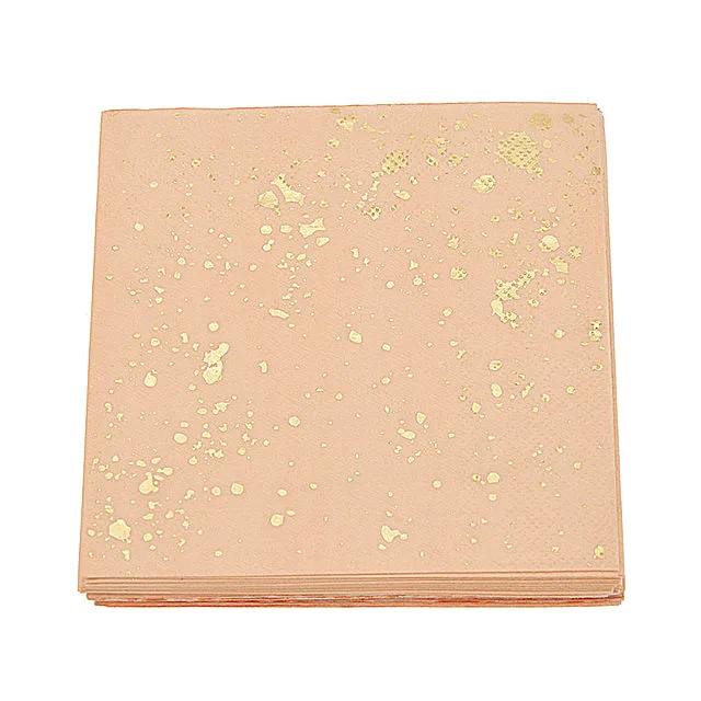

Free Shipp 200pcs 3Plys Beverage Pink with Gold Foil Paper Napkin Festive & Party Supply Tissue Serviettes Decoupage 25cm*25cm