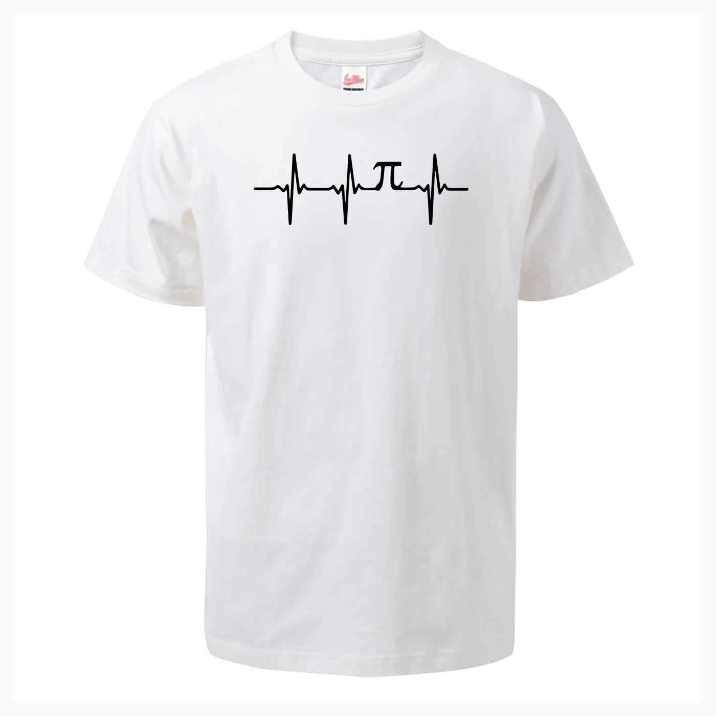 Забавная футболка Pi Heartbeat, футболки с математическим принтом, хлопковые повседневные футболки с коротким рукавом и круглым вырезом размера плюс, модная одежда для фитнеса в стиле хип-хоп, уличная одежда - Цвет: White 1