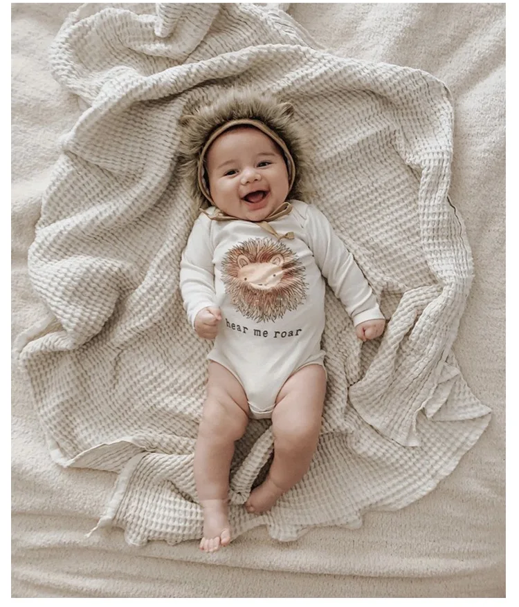 

Newborn Bodysuits Baby Boys Girls Clothes Short Long Sleeve Jumpsuit Infant Pajamas Animal Lion Cotton Summer Autumn Clothing