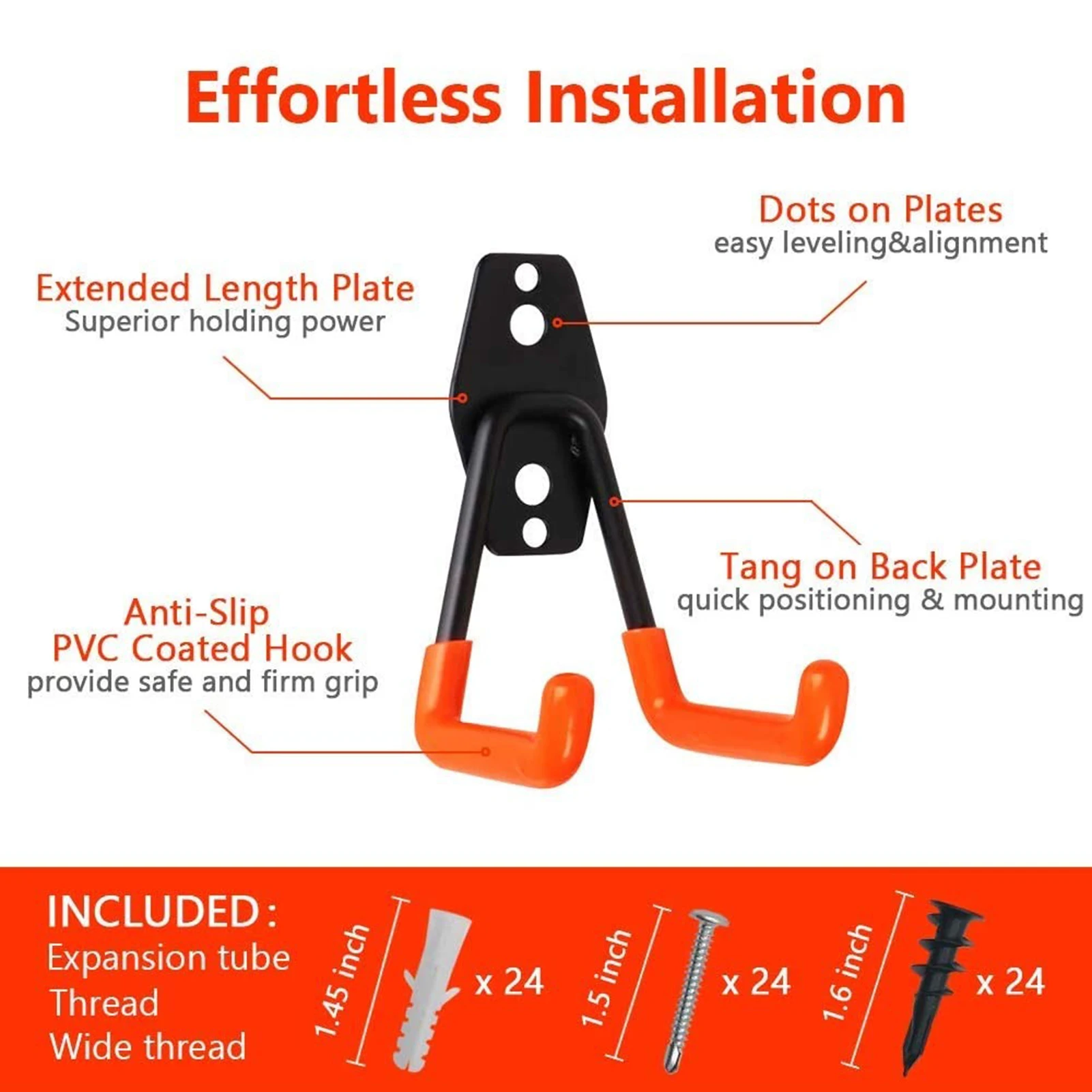 

12PCS Duty Metal Hook Garage Organizer Wall Mount Bicycle Hanger Hooks Wall Mount Anti-slip Storage Hook For Ladders Garden Tool
