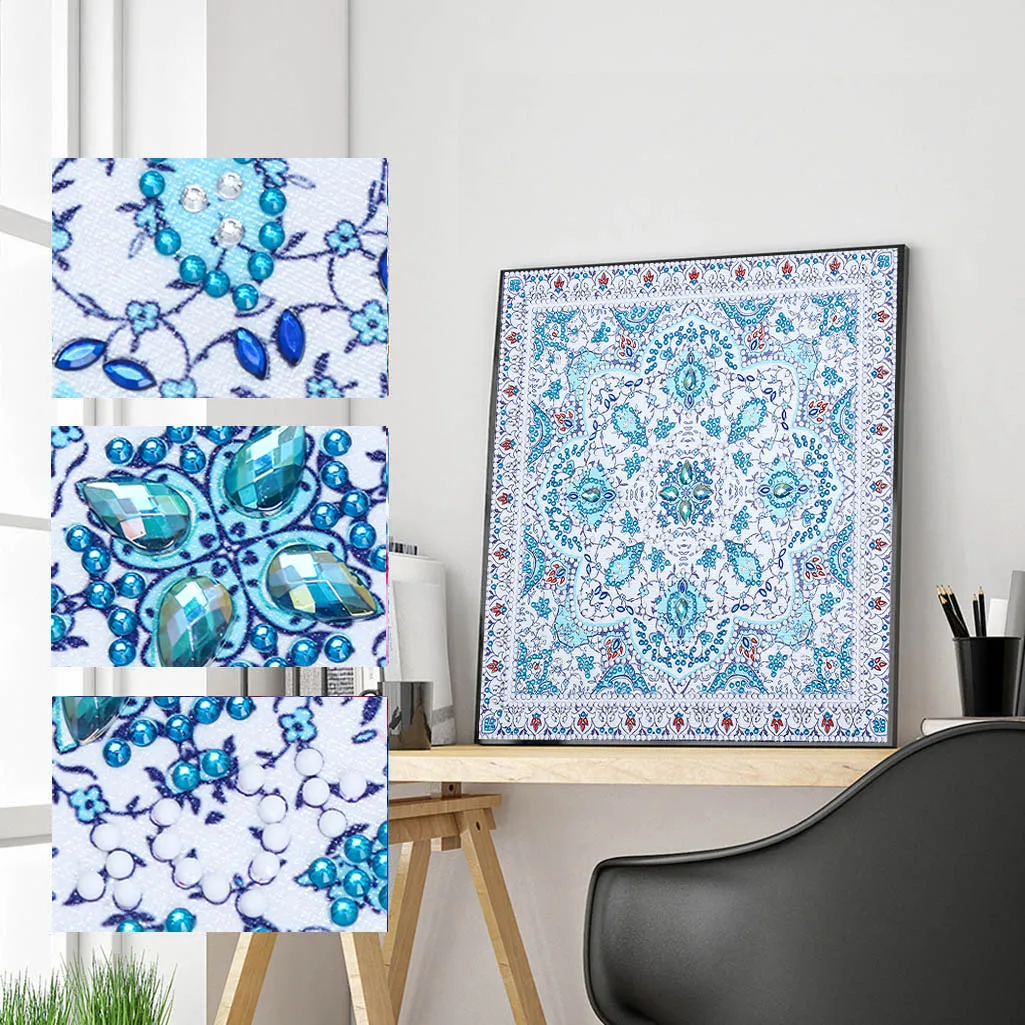 

DIY 5D Luminous Diamond Painting Kits for Adult Kids Special Shaped Diamond Painting Mandala Flowers Kit Partial Drill for Decor