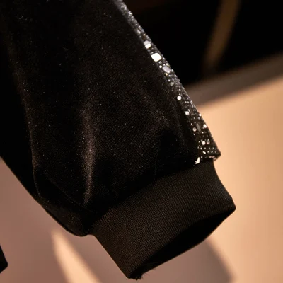 

Bright Diamond 2 Piece Set Women Ensemble Femme 2 Pieces Pantalon Elegant Velvet Matching Sets Tracksuits Women's Tracksuit