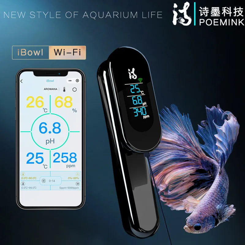 IBowl-Monitor de calidad del agua 3 en 1 para acuario, detector de TDS, pH y temperatura, medidor digital en tiempo Real-0