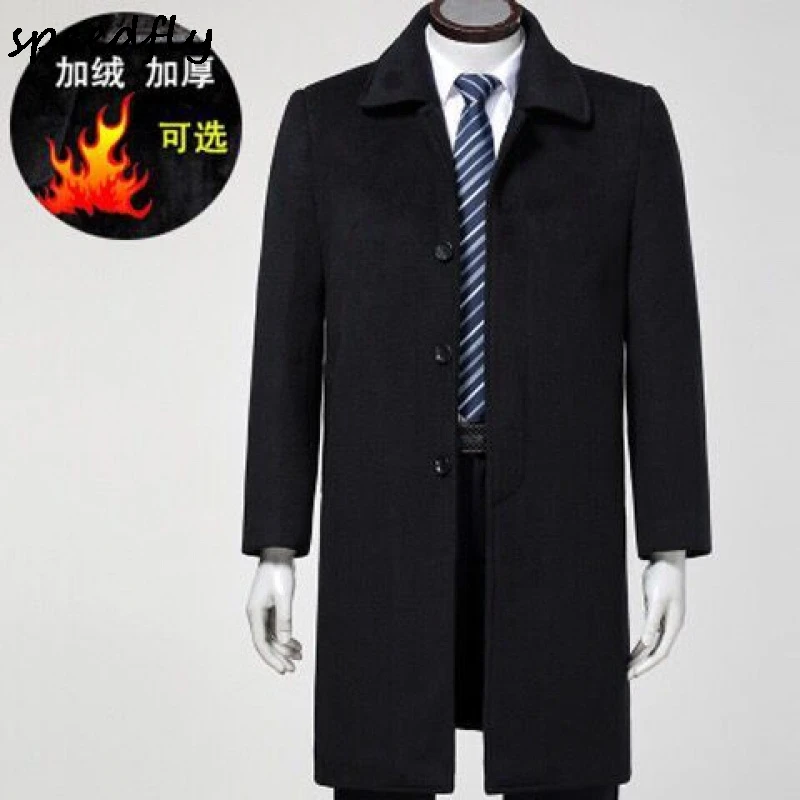 

Wool Blend Coats Men New Winter Men's Solid Long Section Wool Coat Business Casual Wild Wool Overcoat Male