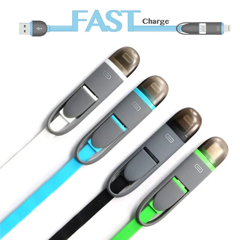 ET 2.1A кабель для быстрой зарядки и передачи данных Android iPhone 2 в 1 Micro USB синхронизации