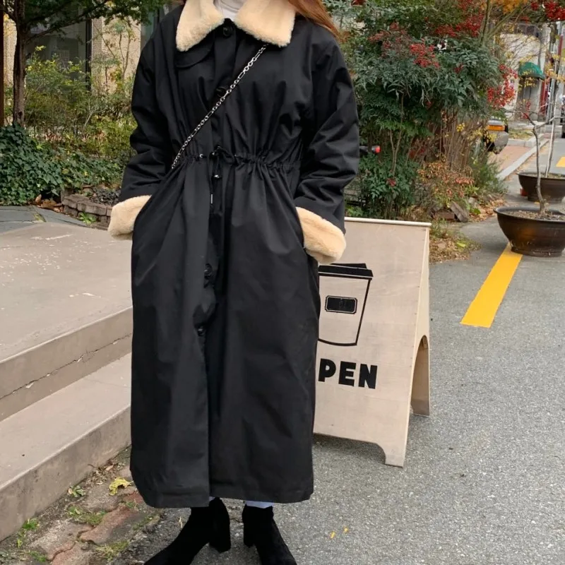 Winter Coat Women Long Oversize Fashion Cashmere Wool Outerwear Female Long Thickening Warm Woolen Overcoat Womens Trench Coats