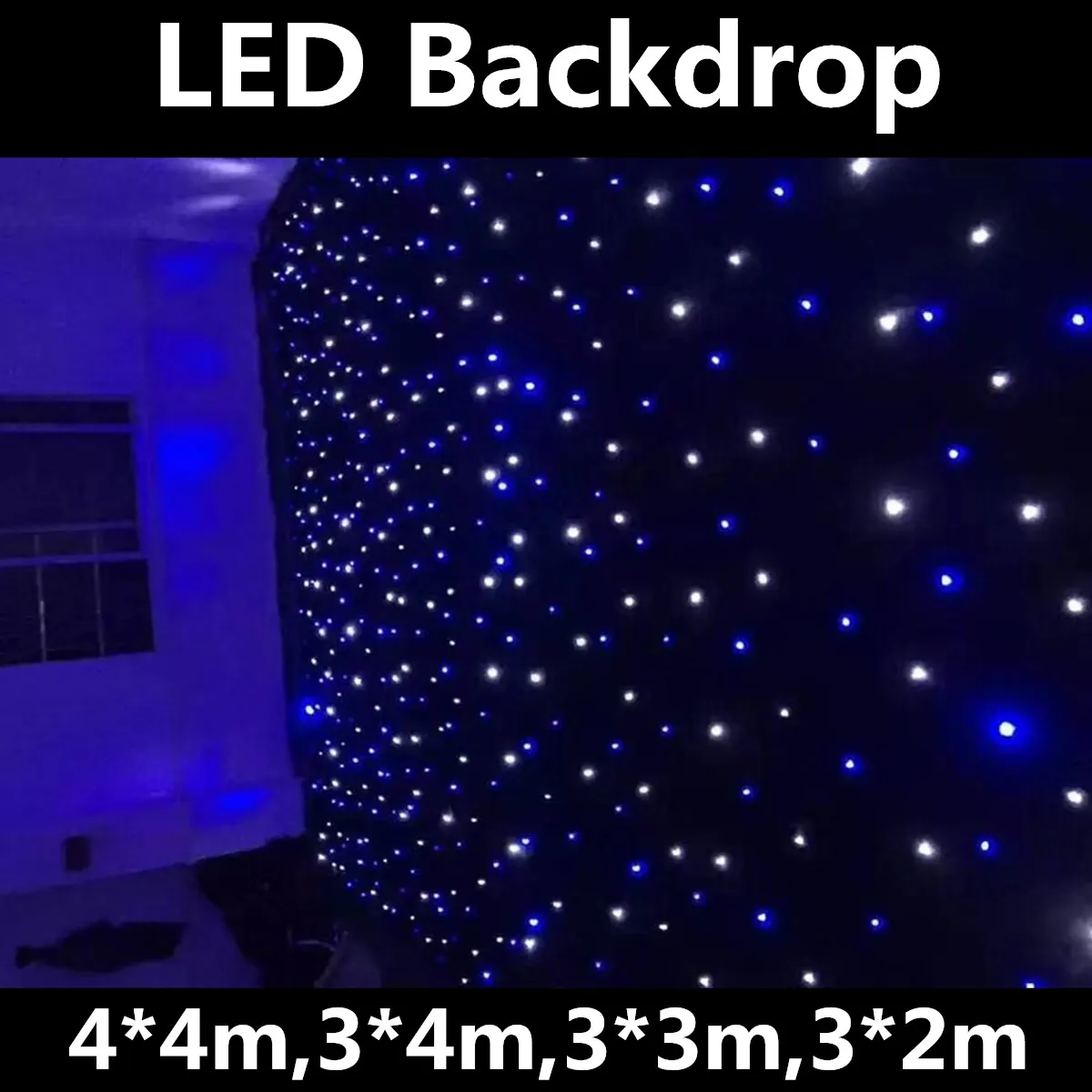 

LED Backdrop Blue White LED Star Cloth Starry Sky Curtain Starlight Background Control For Stage Pub DJ Wedding Party Event Show