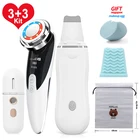 Ультразвуковой скруббер для кожи, средство для удаления черных точек, массажер для лица, комплект 3 + 3, очиститель для лица, очиститель пор, глубокий уход за лицом, звуковой пилинг, устройство