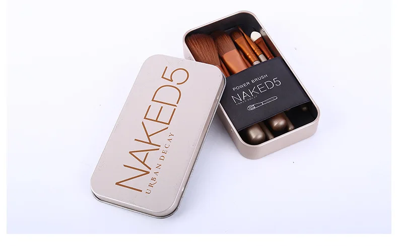 Naked 7 шт набор кистей для макияжа Горячая NK5 Золотая портативная жестяная Кисть для макияжа
