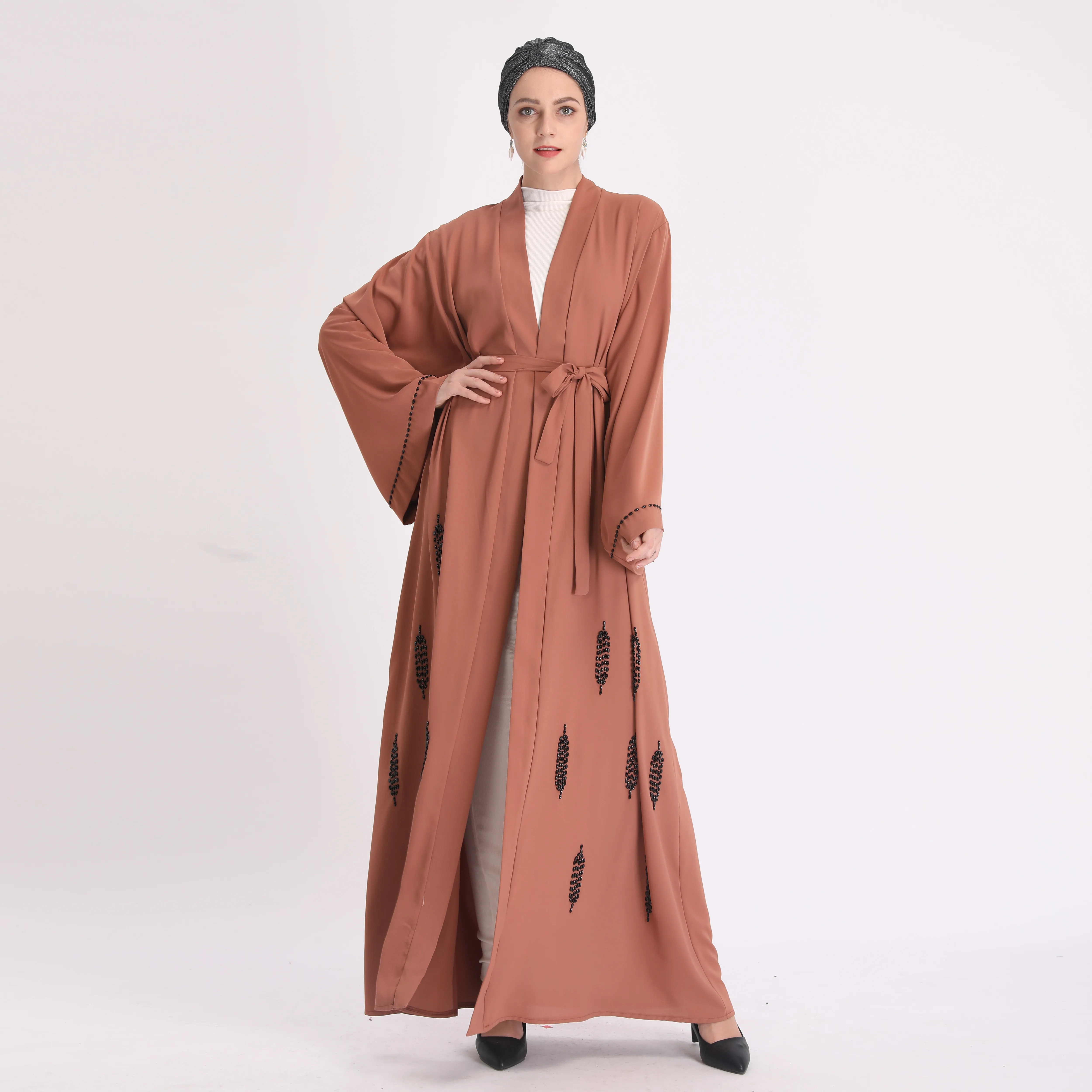 

Мусульманское Бисероплетение Abaya Mubarak Niqab полный кардиган кимоно длинное платье туника для Ближнего Востока Рамадан ИД Арабский исламский