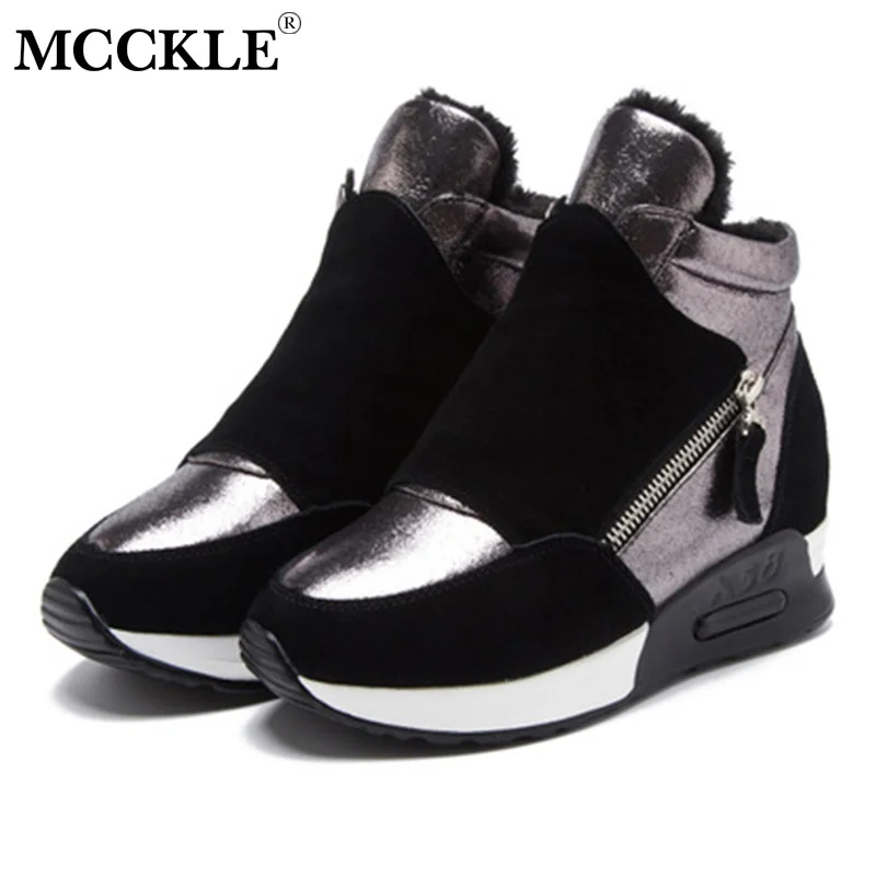 Замшевые кожаные ботинки MCCKLE женская зимняя обувь модные женские кроссовки