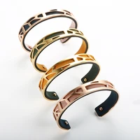 fashion punk rock four color leather bracelets mens cuff bangles vintage gold color stainless steel charm jewelry accessories