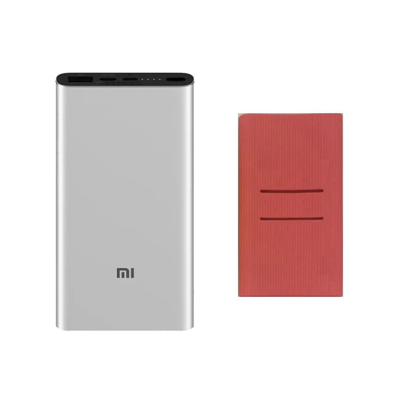 Xiaomi Mi внешний аккумулятор 10000 мА/ч 3 двухсторонняя Быстрая зарядка USB-C Двойной вход двойной выход PLM12ZM 10000 мА/ч внешний аккумулятор для iPhone - Цвет: Silver add Red