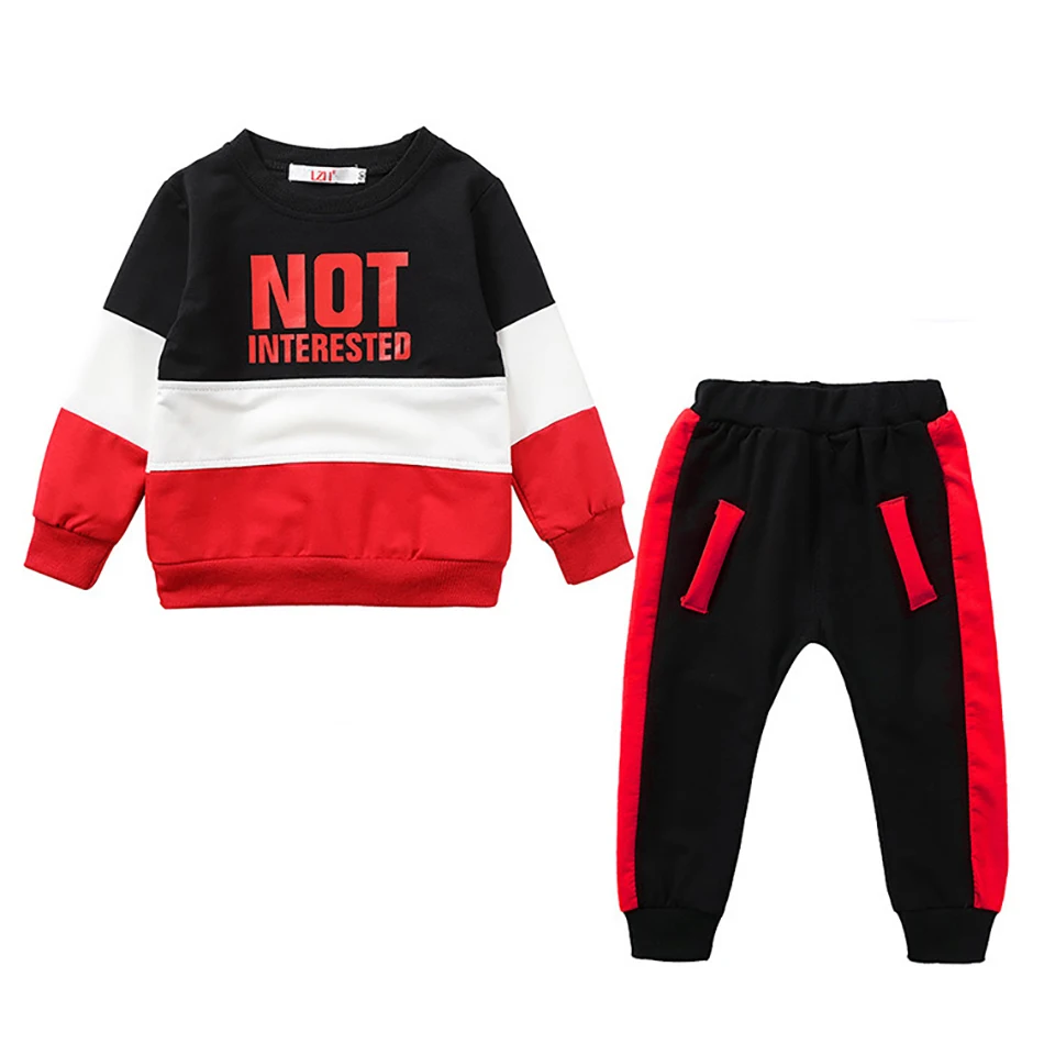 Спортивный костюм для мальчиков 2 предмета хлопковый топ и брюки модный на осень