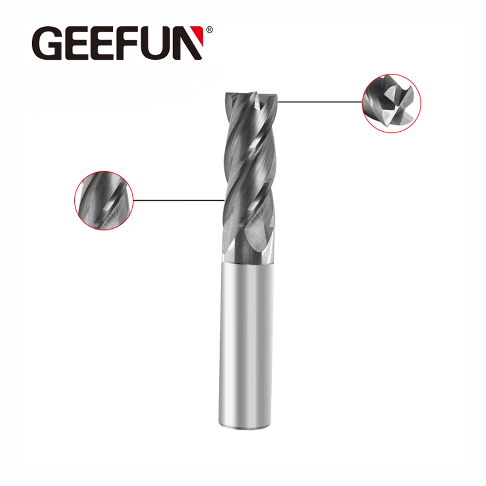 JF HRC50 NOR Твердосплавные 4 флейты с прямым хвостовиком квадратная концевая фреза