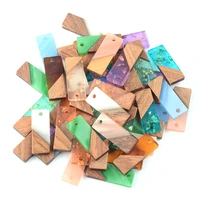 10pcs rectangle earrings accessories natural wood resin splicing hand made diy making charms jewelry findings components