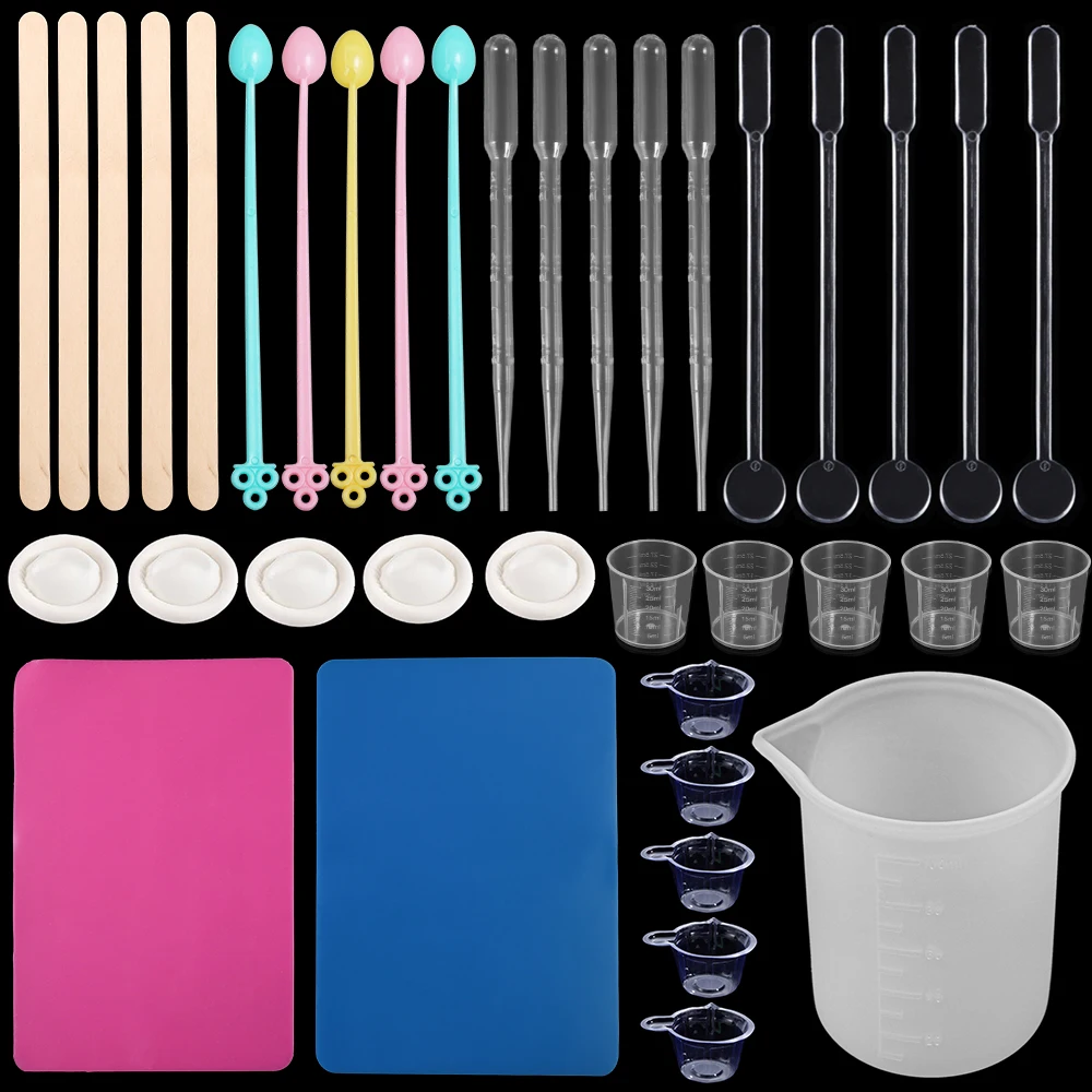 

20-50Pcs Epoxy Resin Making Tools UV Epoxy Resin Casting Making Jewelry Finding Set Measure Cup Dropper Stirring Stick Tools