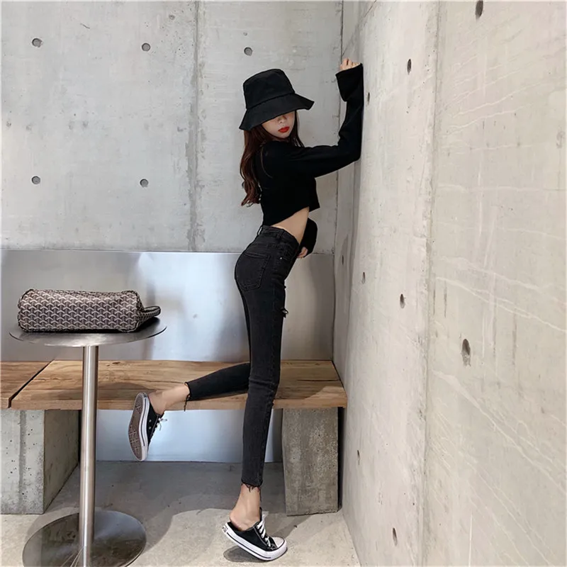 Новые весенне-летние джинсы корейской версии 2021 тонкие пушистые узкие