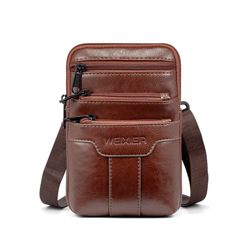 Luxury Man Messenger Bag PU Leather Small Vintage Crossbody Bags For Men Male Shoulder Designer Phone |