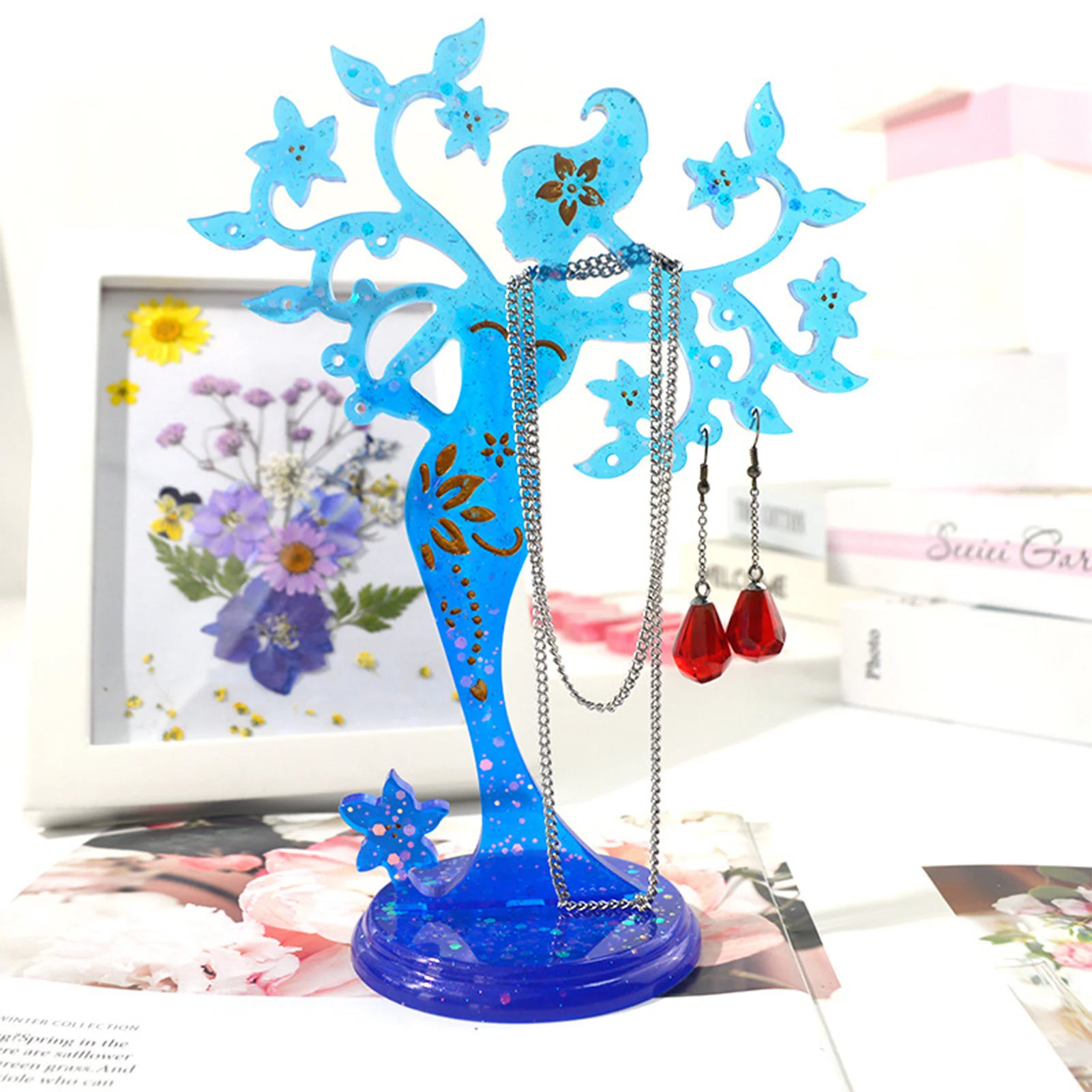 

DIY Beauty Shaped Jewelry Holder Silicone Mold Crystal Epoxy Resin Casting Mold Earring Necklace Display Stand Molds classical