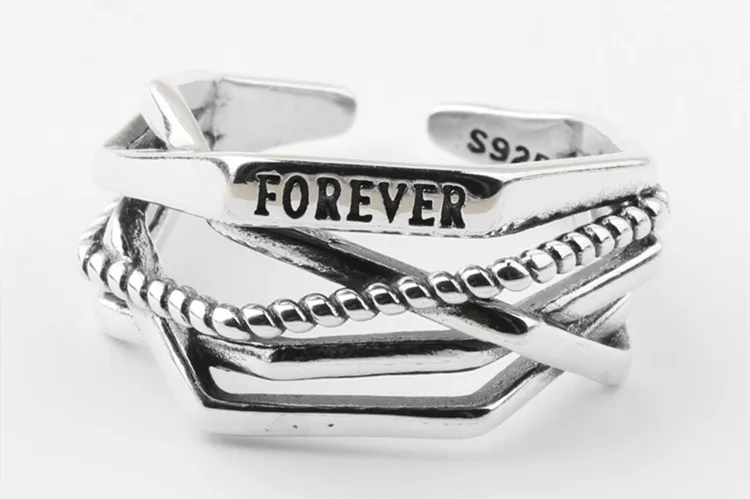 DreamySky Bijoux Boho 925 пробы серебряные геометрические кольца оригинальной формы для женщин Подарки большие Регулируемые кольца на палец