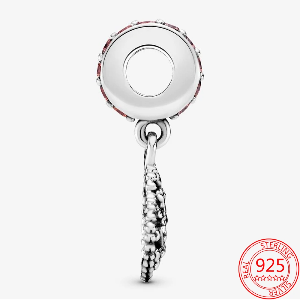 S925 Стерлинговое Серебро с розовой и красной эмалью подвеска в виде семейной елки