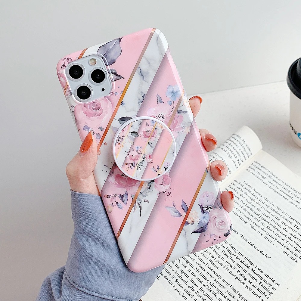 Чехол для телефона LOVECOM с геометрическим соединением цветов и держателем iPhone 11 Pro