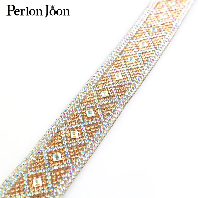 1 yard folk-custom style rhinestone hot fix tape ribbon crystal decoration iron on shoes clothing accessories TR016 | Дом и сад