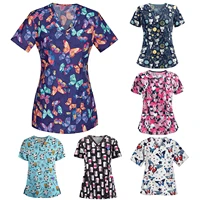 women nursing short sleeve t shirts butterfly print v neck working uniform harajuku t shirt summer plus size nursing tops t2g