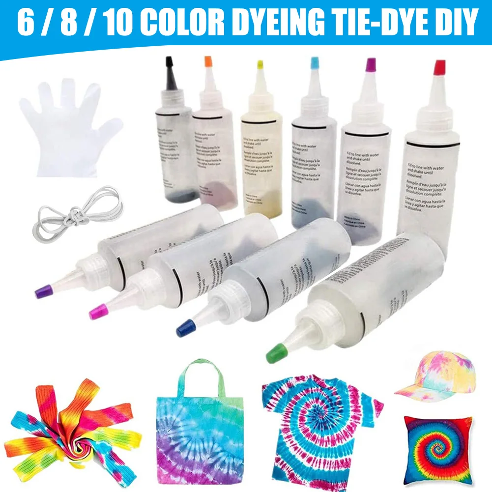 Tie Dye Kits 6/8/10 Colors Tie-Dye Kit Fabric Textile Paints Colorful Tie Dying Sets DIY Handmade Project Hogard
