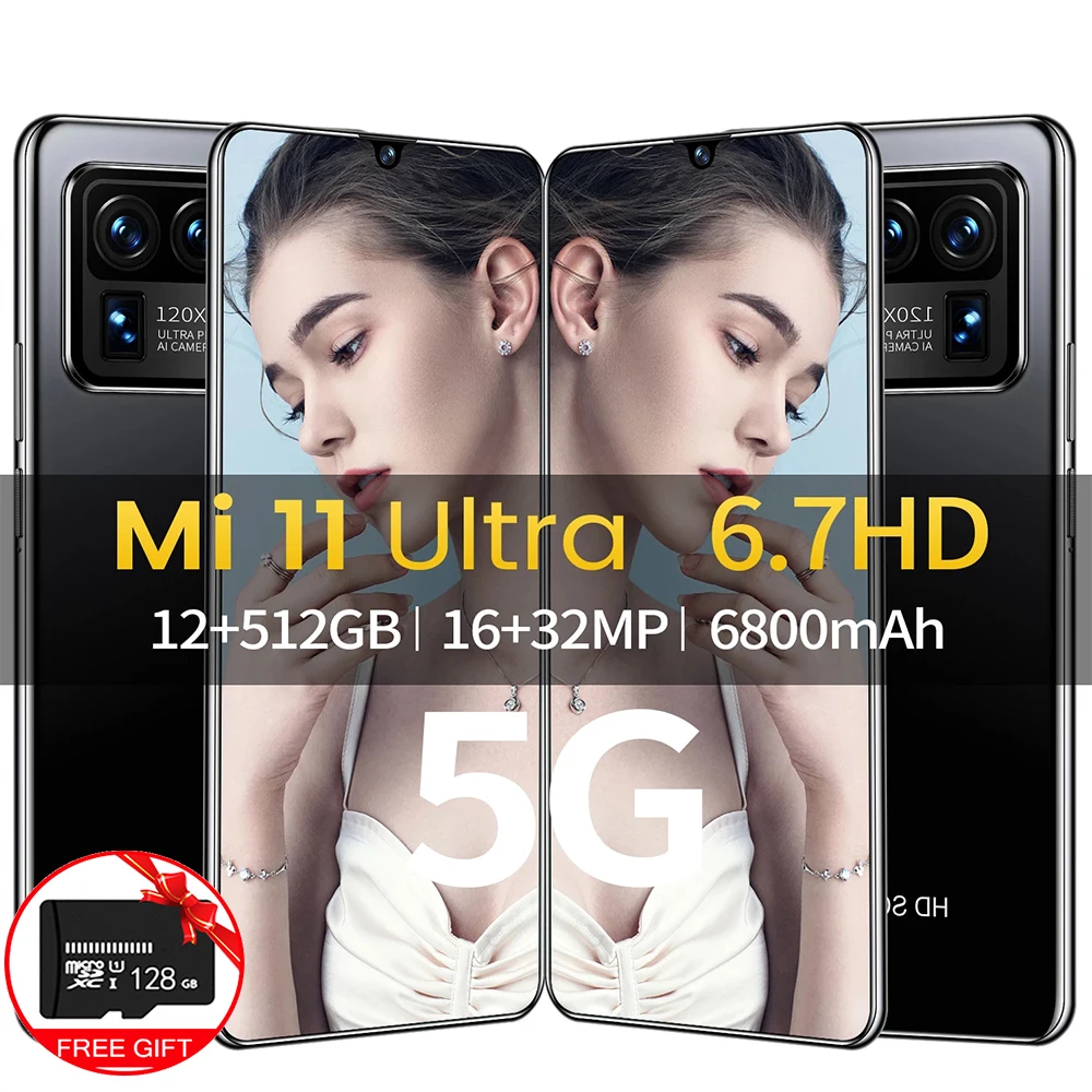 

Global Version Mi11 Ultra Unlocked 5G Smartphone 6.7 Inch 6800mAh 16+512GB 16MP+32MP MTK6889 10 Core Android 11.0 New Real Phone