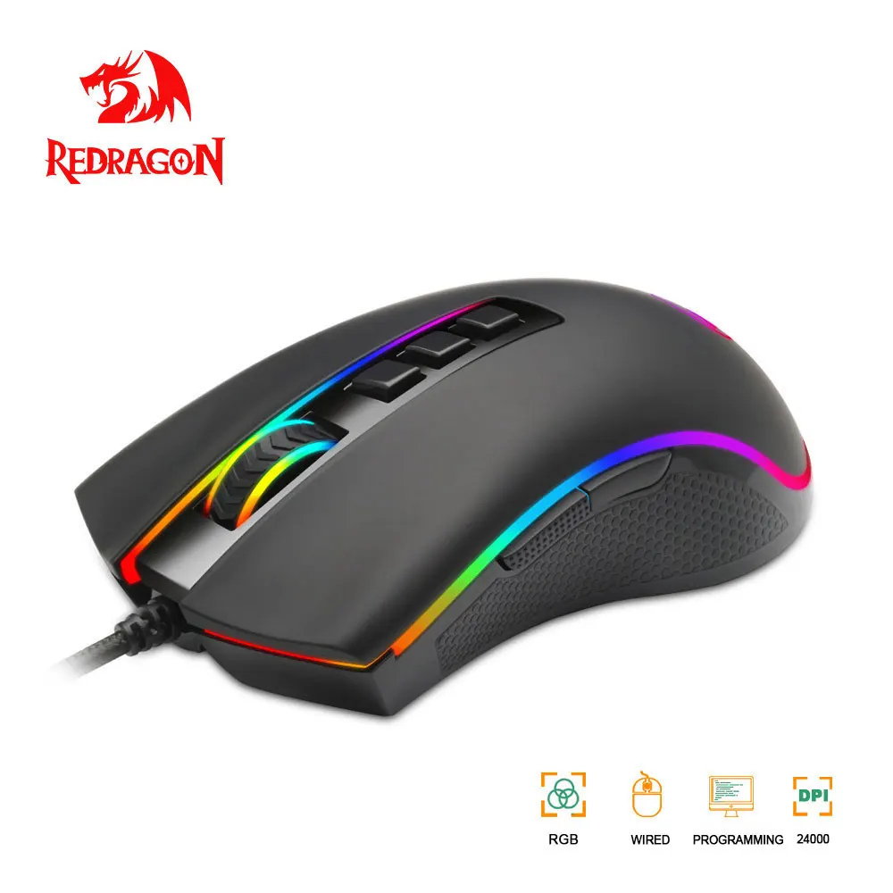 Redragon COBRA FPS M711 USB игровой Мышь Проводная RGB Подсветка 24000 Точек на дюйм 9
