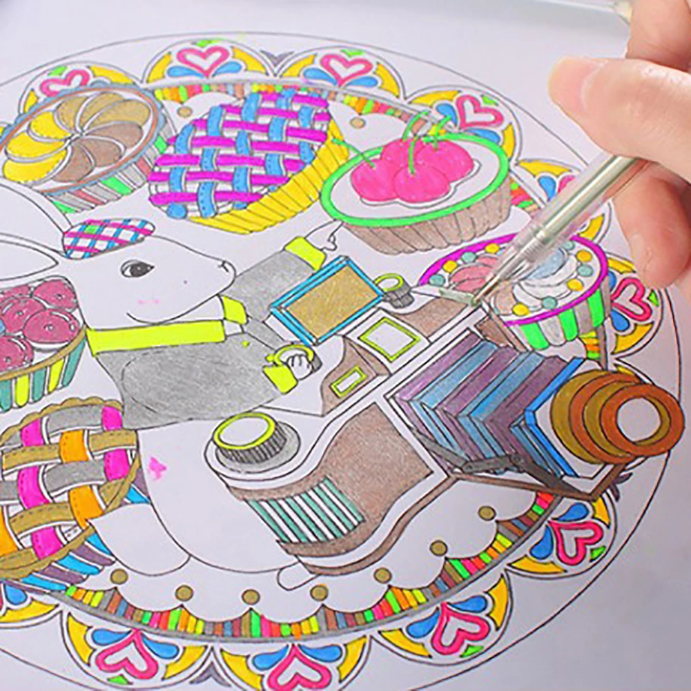 

12pcs 48colors/set Flash Color Glitter Gel Pen Replaceable Refills Multicolor Drawing Marker For Student School Writing Supplies