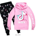Хлопковая детская одежда Tik Tok, весенне-осенний свитер с капюшоном и длинными рукавами для мальчиков и девочек, брюки, Спортивный Повседневный костюм