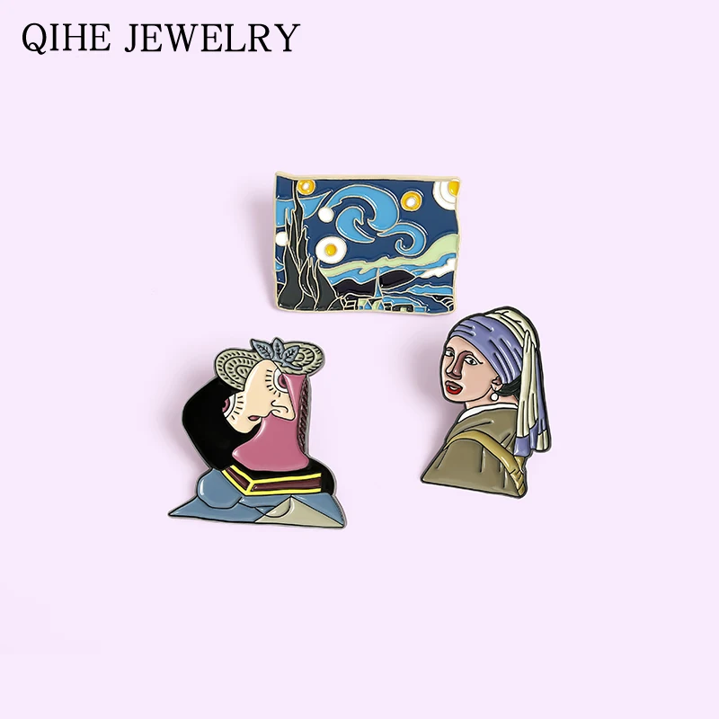 Эмалированная булавка Ван Гога броши с изображением звездной ночи живопись