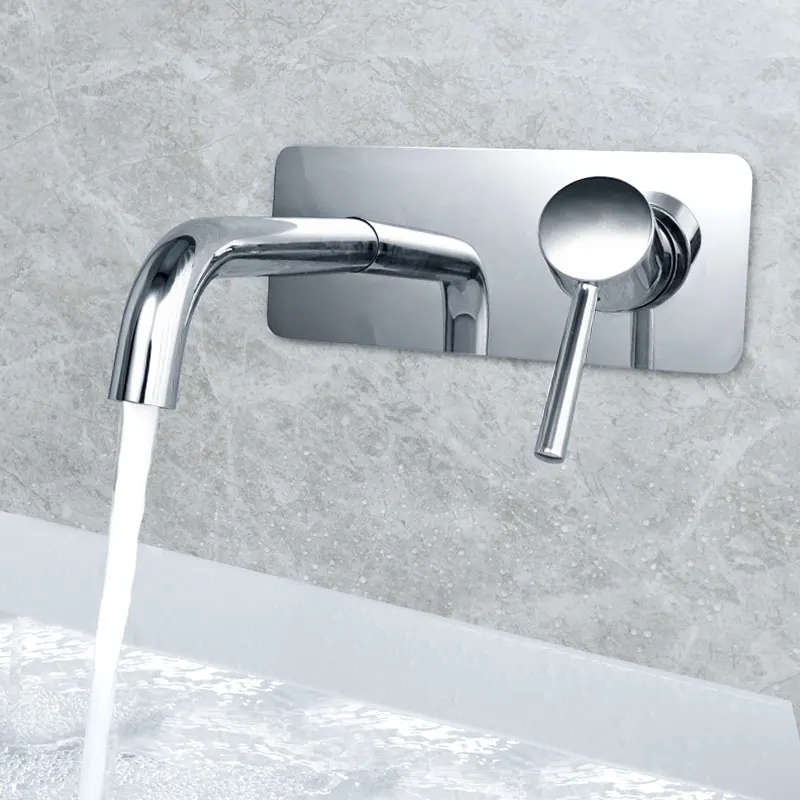 Смеситель латунь двойная ручка настенный кран для раковины ванной комнаты