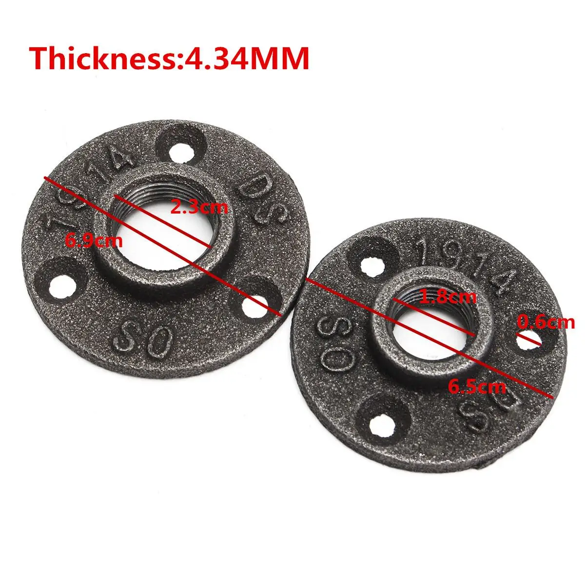 

1/2" 3/4" Black Decorative Malleable Iron Floor/Wall Flange Malleable Cast Iron Pipe Fittings BSP Threaded Hole 1pcs