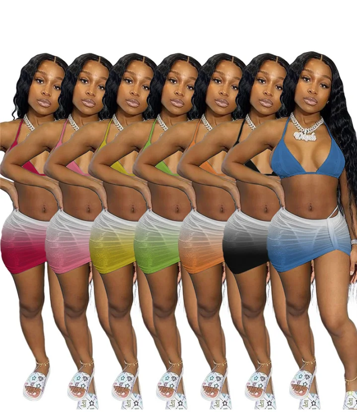 Летние женские бикини купальники сексуальный бюстгальтер + нижняя часть мини