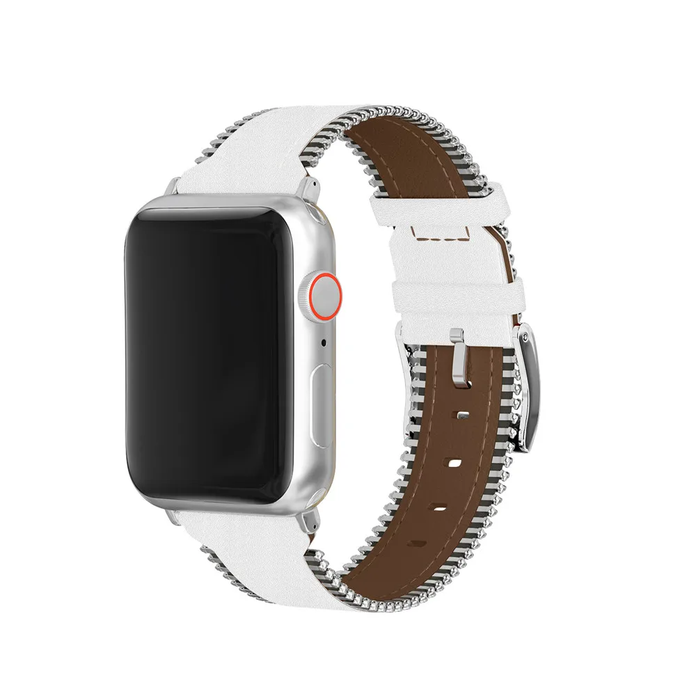40 мм 44 мм кожаный ремешок для Apple Watch Band 4 38 мм 42 мм браслет ремень для iWatch 3 2 1 Боковая цепь дизайн