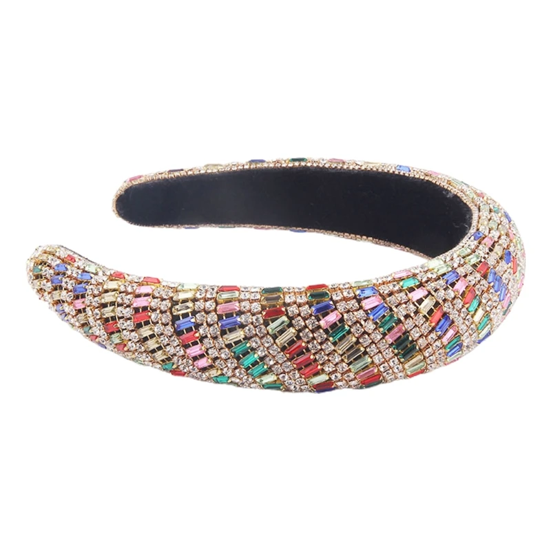 

Girls Baroque Tiaras Wide Headband Luxurious Color Crystal Rhinestones Hair Hoop N0HE