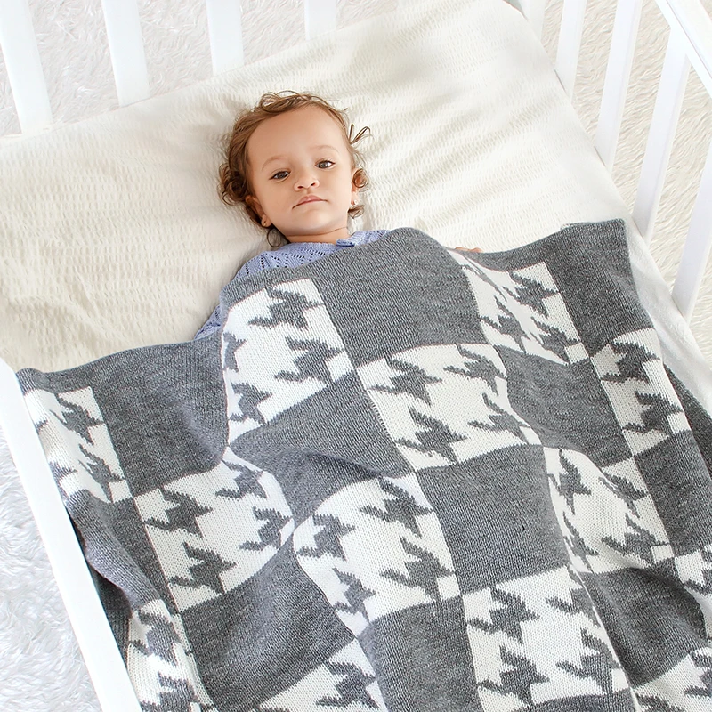 

Baby Blanket Knitted Plaid Newborn Boy Girl Muslin Swaddle Wrapper Quilt Super Soft Infant Stroller Bed Sleeping Covers 100*80CM