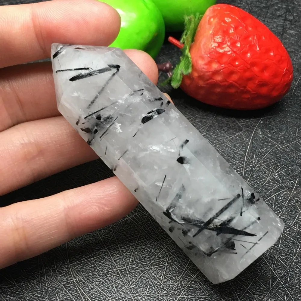 Натуральная редкая черная турмалиновая Хрустальная колонна волшебная палочка