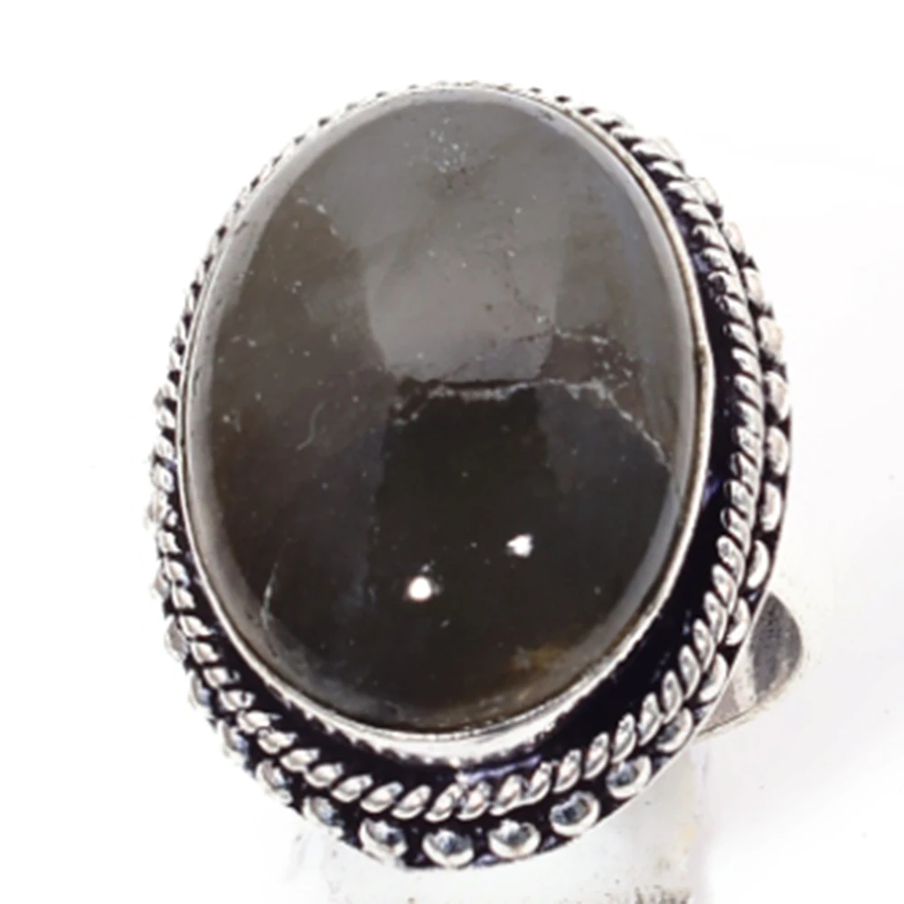 

Genuine Labradorite Ring Silver Overlay over Copper , Hand Made Women Jewelry gift , Size: 7 , R6442