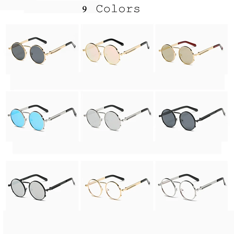 

New 2021 Trend Round Sunglasses Men Metal Driver Mirror Sunglass Male Vintage Steampunk Sun Glasses Classic Retro Shades For Men