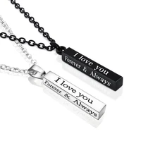 2021 new i love you stainless steel wishing pillar pendant necklace black silver pillar necklace couple jewelry new accessories