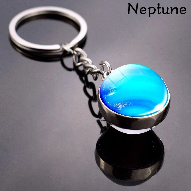 

10pcs/lot Solar System Planet Keyring Galaxy Nebula Space Keychain Moon Earth Sun Mars Art Double Side Ball Key Chain (good)