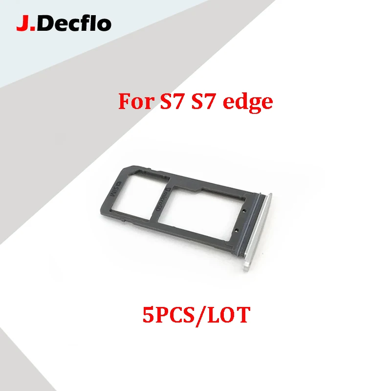 

JDecflo 5Pcs/Lot Single/Dual Metal Plastic Nano Sim Card Tray Slot Holder For Samsung Galaxy S7 G930 G930F Gold/Silver/Grey