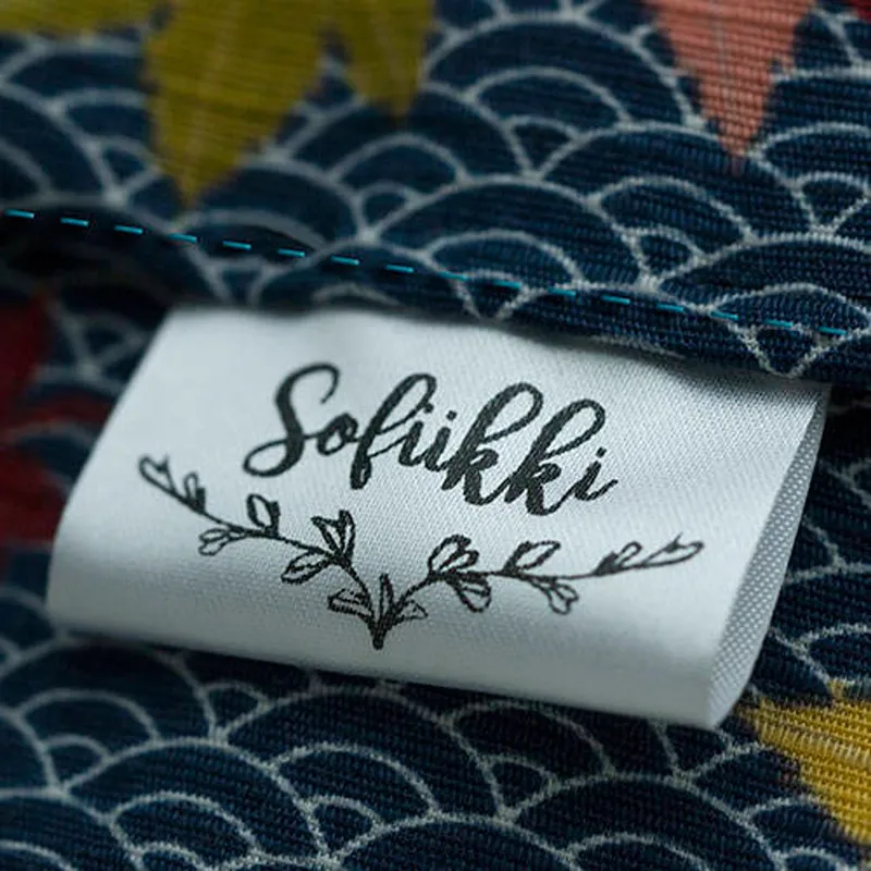 

300 High Quality Custom Printed logo Fabric Clothing Labels, Satin Garment care Label With Wash Instruction, Sew on washing Tags