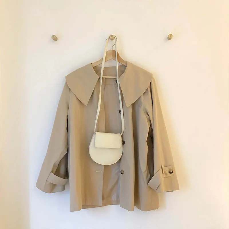 Женский Осенний корейский шикарный стиль однотонный плащ Женская ветровка