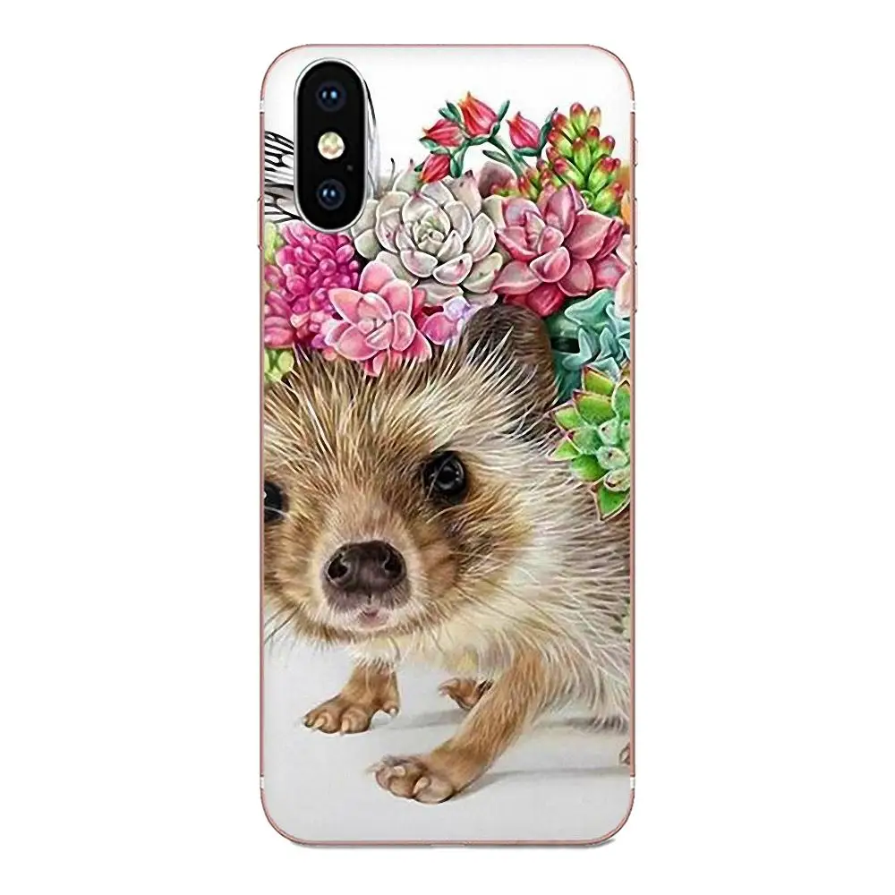 Животное голова носить цветы Ежик корова собака лиса для Samsung Galaxy Note 5 8 9 S3 S4 S5 S6 S7 S8